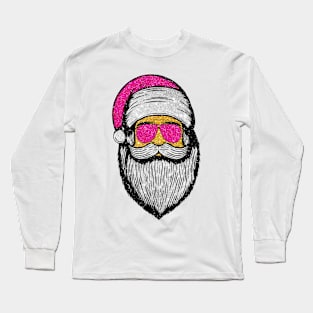 Pink Santa Claus, Christmas Lights Pink Santa Long Sleeve T-Shirt